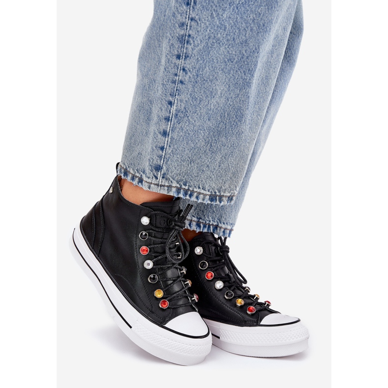 GOE RR2N4101 Ženske tenisice s visokom kožom crno 1