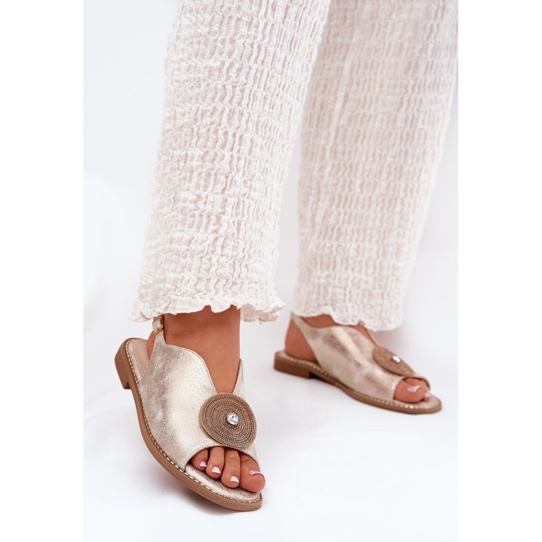 S.Barski Sjajne ženske sandale ukrasni detalji S. barski KV51-012 Zlotys zlatni 2