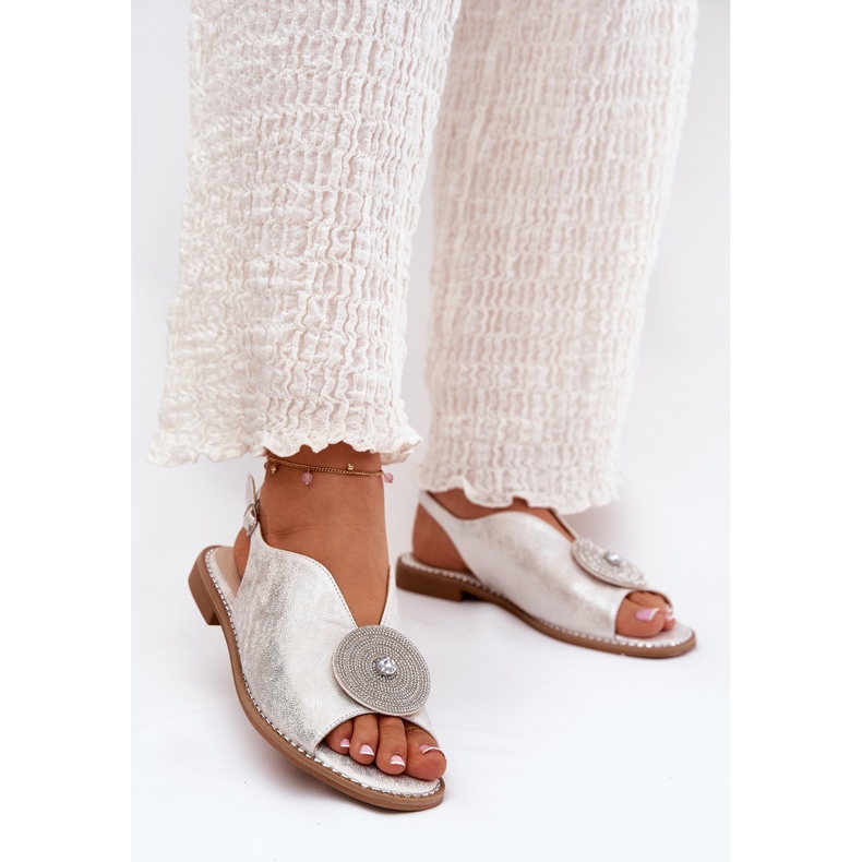 S.Barski Sjajne ženske sandale ukrasni detalj S. barski kv51-012 srebro 2