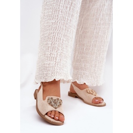 S.Barski Ženske sandale s ukrasnim srcem S. Barski KV27-018 bež 2