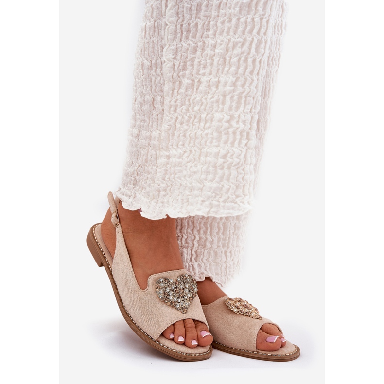 S.Barski Ženske sandale s ukrasnim srcem S. Barski KV27-018 bež 1