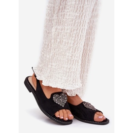 S.Barski Ženske sandale s ukrasnim srcem S. Barski KV27-018 Black crna 1