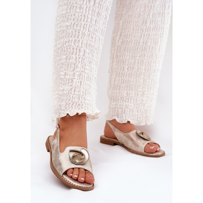 S.Barski Sjajne ženske sandale s ukrasom S. Barski KV51-006 Zlato zlatni 2