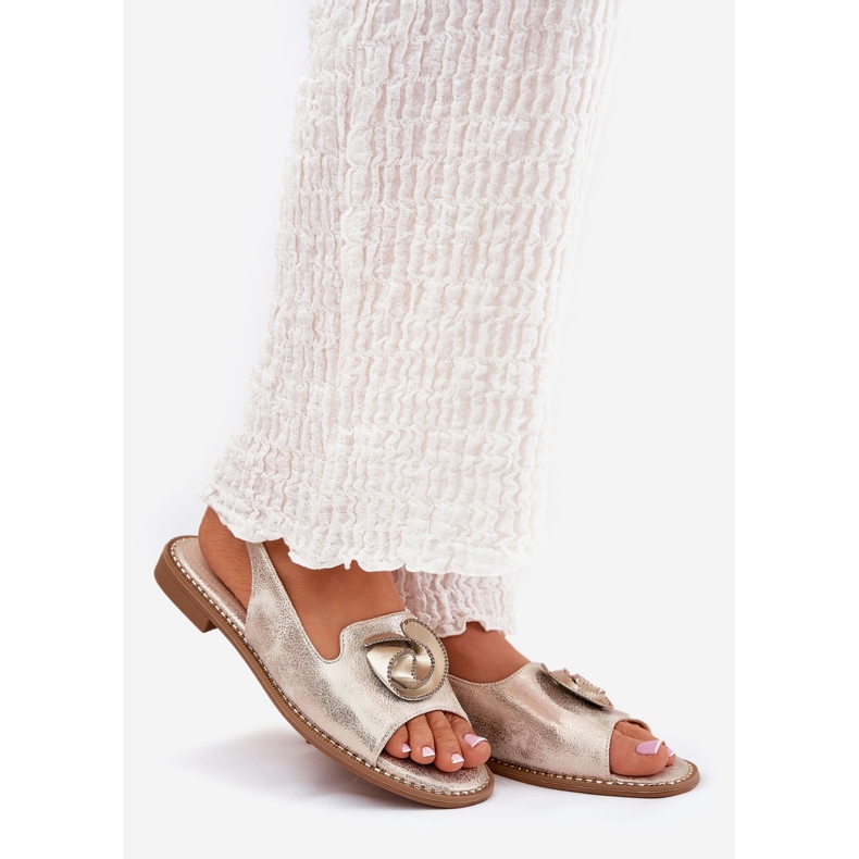 S.Barski Sjajne ženske sandale s ukrasom S. Barski KV51-006 Zlato zlatni 1