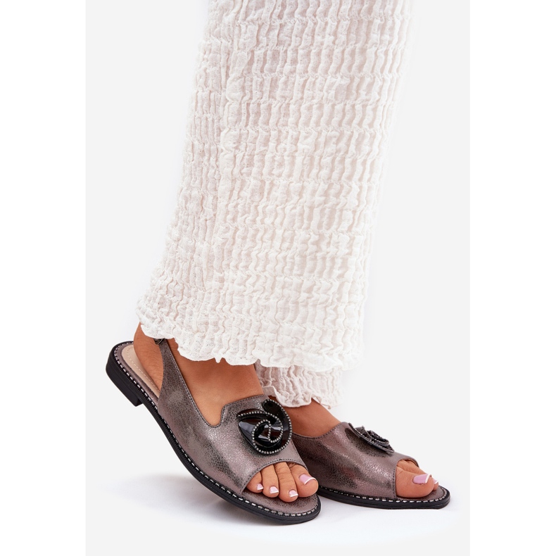 S.Barski Sjajne ženske sandale s ukrasom S. Barski KV51-006 Grey siva 1