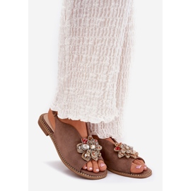 S.Barski Ženske sandale s ravnim petom s ukrasom S. barskih KV27-001 Dark bež 1