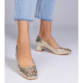 Zlatne pumpe s niskim potpeticama s cirkonima zlatna 1