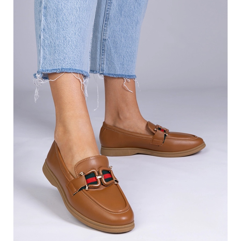 Smeđe natikače s eko -leather s ukrasom smeđa 1