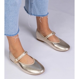 Zlatne ženske balerine s kopčom zlatni 1