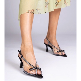 Crne prozirne sandale na pin s cirkonima crna 1