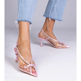 Ružičaste prozirne sandale na pin s cirkonima ružičasta 1