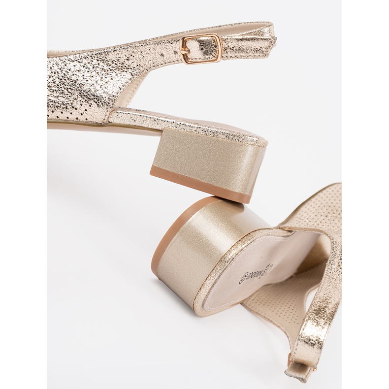 Goodin Zlatne otvorene sandale s niskim uvjetima zlatna 1