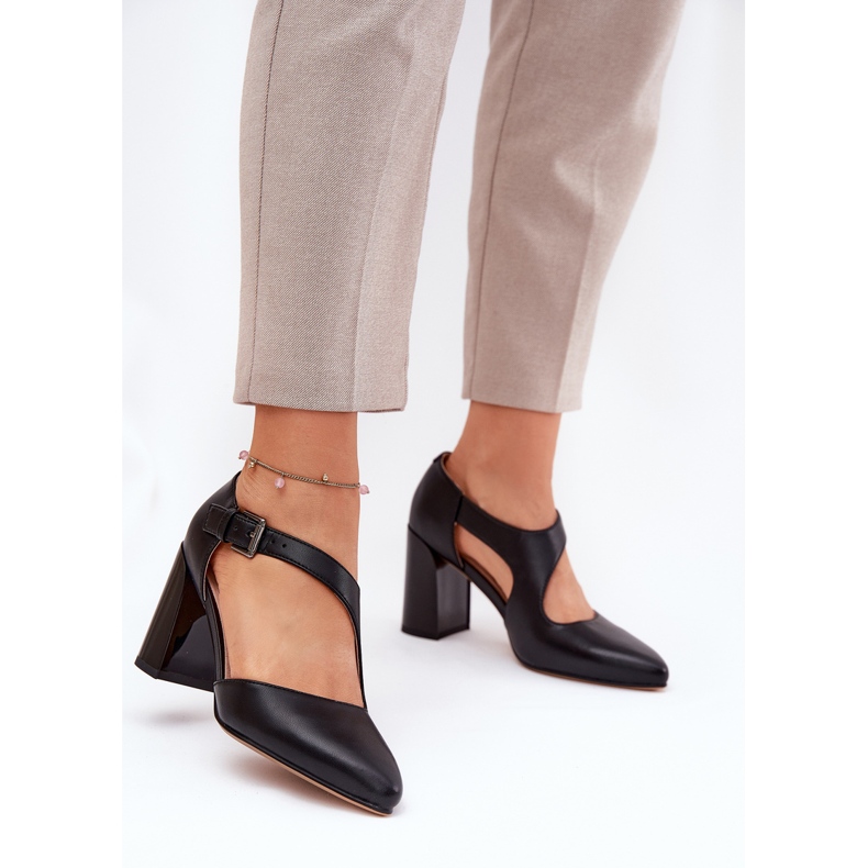 Kožne pumpe na stupu s Vinceza 91133 Crna stezaljka crno 2