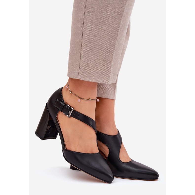 Kožne pumpe na stupu s Vinceza 91133 Crna stezaljka crno 1