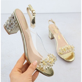 S.Barski Transparentne ženske sandale na postu s cirkonima Złote S. Barski MR51-725 zlatna 1