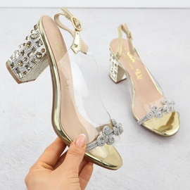 S.Barski Transparentne ženske sandale na postu s cirkonima Złote S. Barski MR51-705 zlatni 1