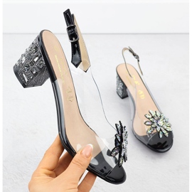 S.Barski Prozirne ženske sandale na stupu s cirkonima carne S. Barski MR51-002 crno 1