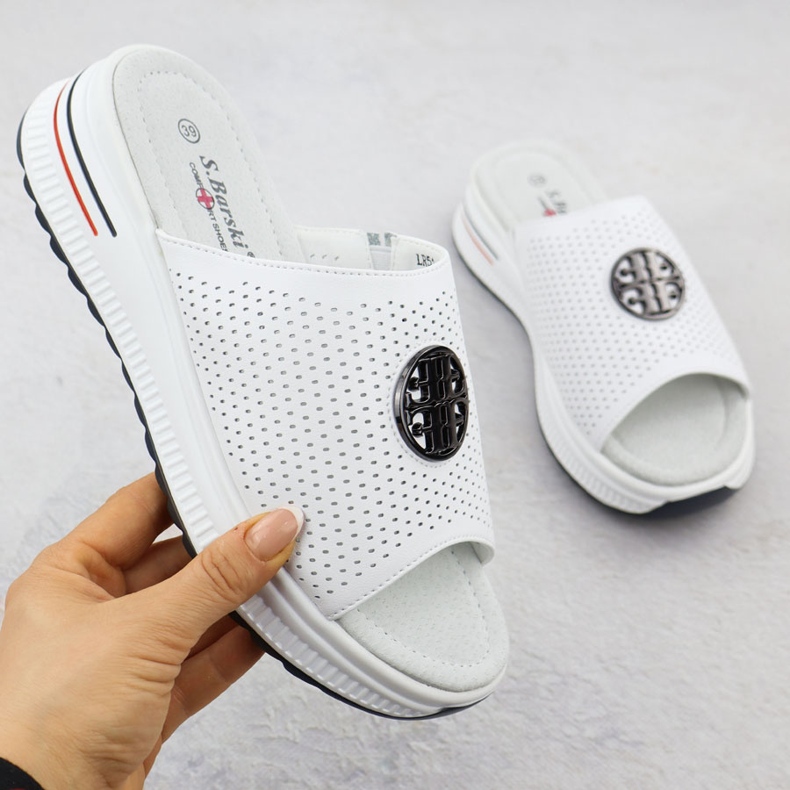 S.Barski Ženske otvorene kožne kožne flip flops S. Barski LR51-661 bijela 1