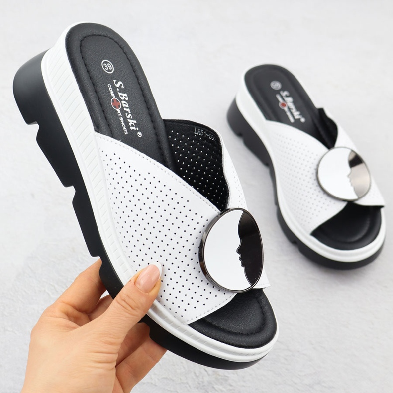 S.Barski Ženska kožna kožna letvica otvorena białe S. Barski LR51-662 bijela 1