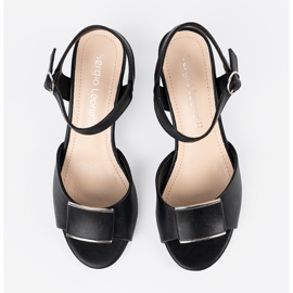 Sergio Leone Sandale na stupu žena s crnom petom na otvorenom crna 2