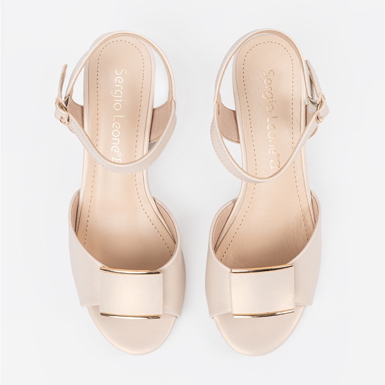 Sergio Leone Sandale na stupu žena s otvorenom svjetlom prosjačenjem pete bež 2