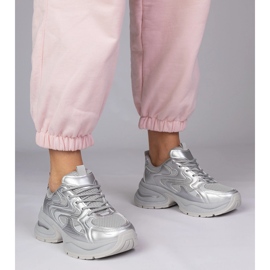 Srebrne sportske tenisice na gustom potplatu srebro 1