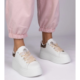 Bijele tenisice s leopardovim umetom i cirkonom bijela 1