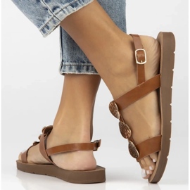 Filippo Ženske ravne kožne sandale Obacs DS6885/25 smeđa 2