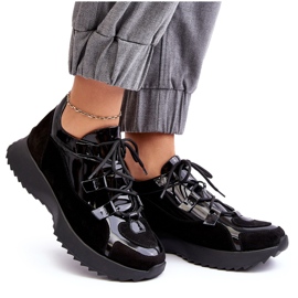 Kožne lakirane ženske sportske cipele M01/2 Zazoo crna crno 4