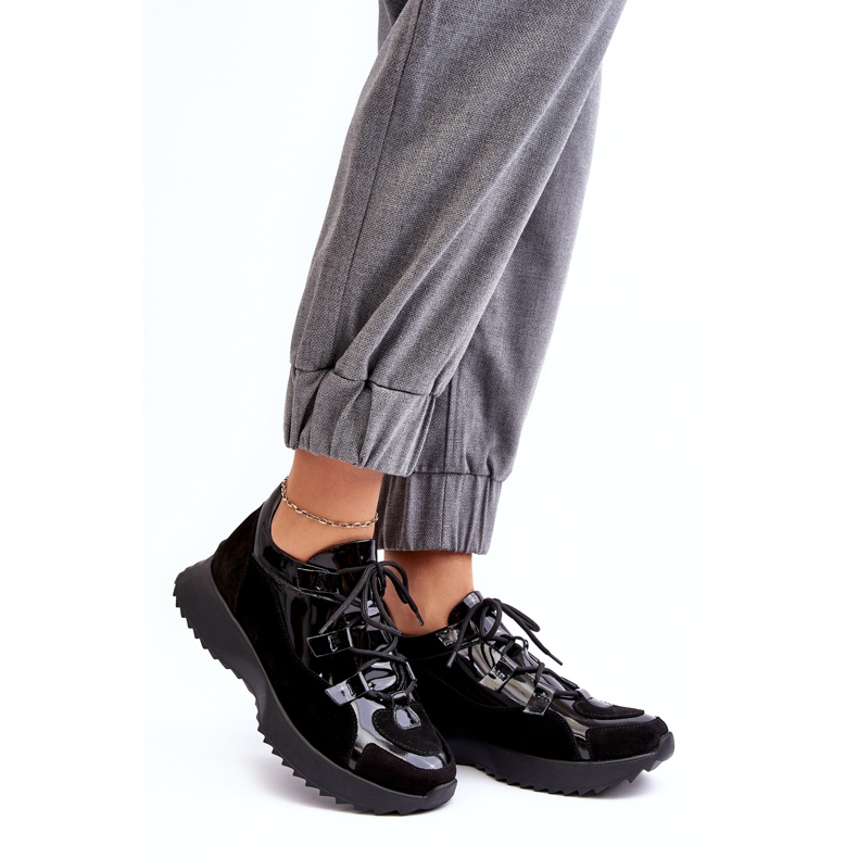 Kožne lakirane ženske sportske cipele M01/2 Zazoo crna crno 1