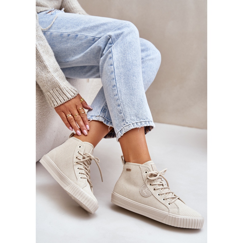 Big Star Izolirane tenisice Corduroy Velike zvijezde OO274771 Hi-poljski bež sustav 2