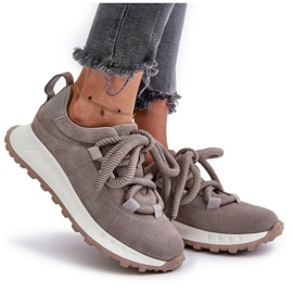 Ženske tenisice od brušene kože s debelim vezicama Artiker 54C1465 Siva 8