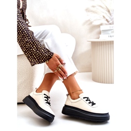 Ženske sportske cipele na platformi prirodna koža bež 41470 Vinceza 3