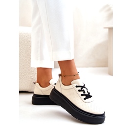 Ženske sportske cipele na platformi prirodna koža bež 41470 Vinceza 1