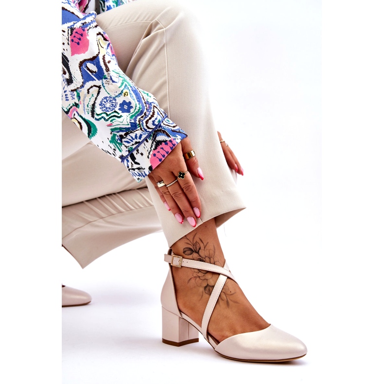 Sergio Leone salonke na visoku petu SK824 Pearl Beige bež 4