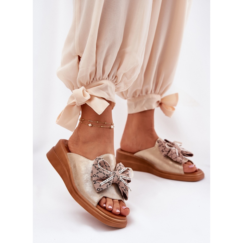 Jezzi Ženski klinovi na klinu s zlatnim lukom zlatna 2