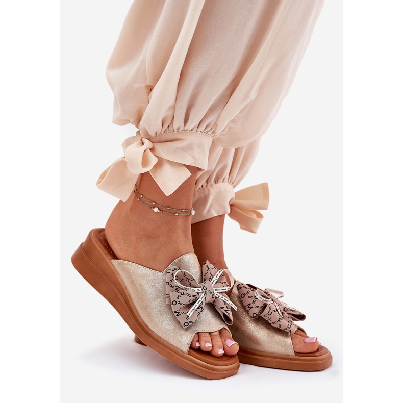 Jezzi Ženski klinovi na klinu s zlatnim lukom zlatna 1