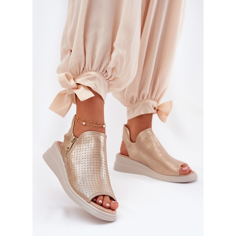 Jezzi Ženske sandale na zlatne klinove zlatna 2