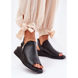 Jezzi Ženske crne sandale na klinovima crna 2