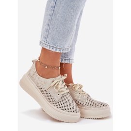 Ženske otvorene cipele na Artikeru 56C2108 Beige-Gold platforma bež 1
