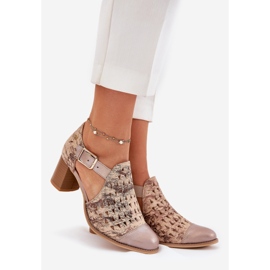 Ženske kožne otvorene čizme Maciejka 04962-43 Beige-Gold bež 1