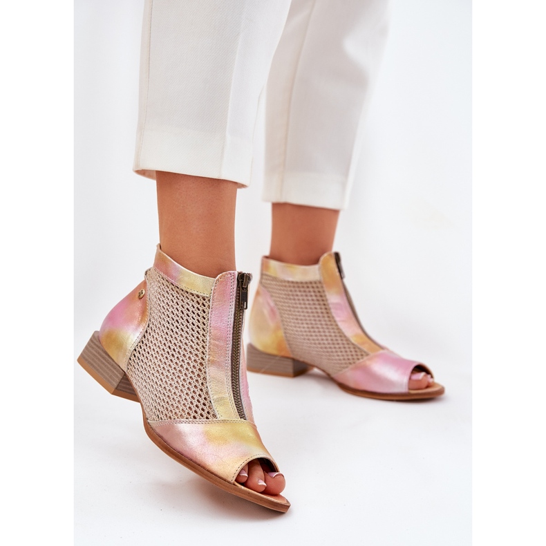 Ženske kožne čizme s ravnim petom s golim prstima Maciejka 06413-15 Pink-Orange ružičasta 2