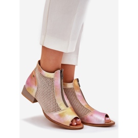 Ženske kožne čizme s ravnim petom s golim prstima Maciejka 06413-15 Pink-Orange ružičasta 1