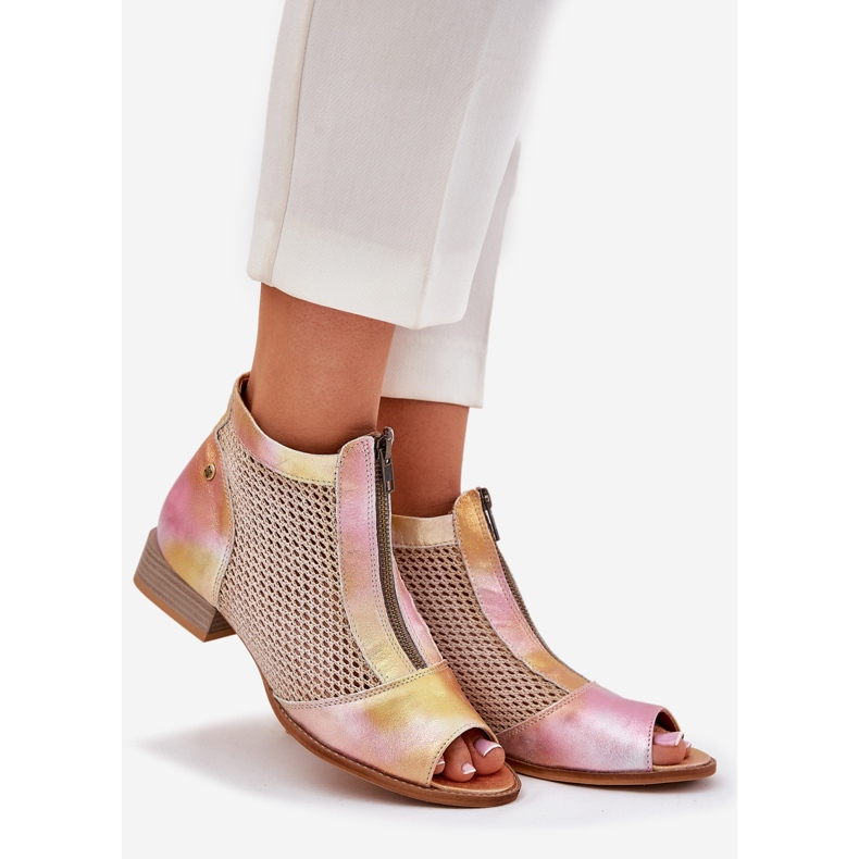 Ženske kožne čizme s ravnim petom s golim prstima Maciejka 06413-15 Pink-Orange ružičasta 1