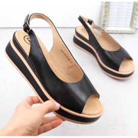 Filippo W PAW533 crne kožne sandale s platformom crno 1