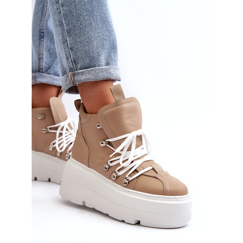 Zazoo 3416 Kožna ženska sportska obuća, bež 5