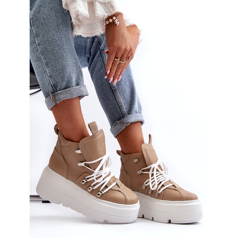 Zazoo 3416 Kožna ženska sportska obuća, bež 2