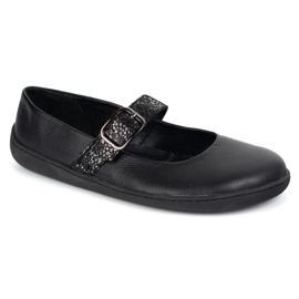 Bosonogi ženske balerine Olivier 1770Pol kožne cipele s crnom kopčom crna 1