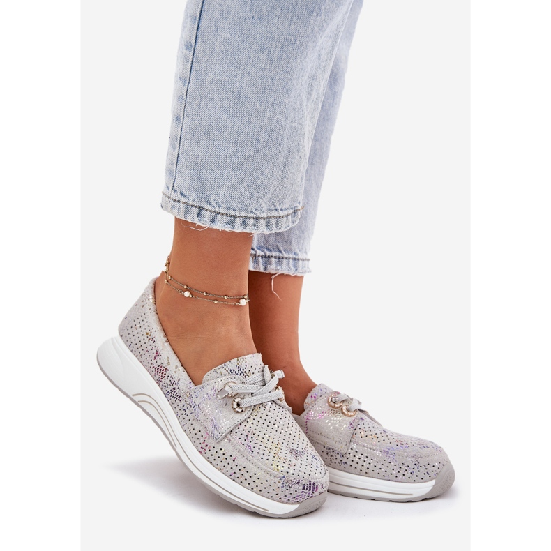 Cipele od antilop izrađene od prirodne kože na Artikeru 56C2104 Siva platforma 1