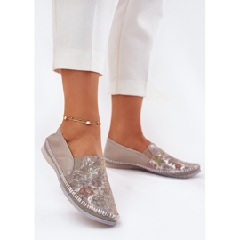 Kožni balerine s uzorkom Maciejka T3512-73 bež 2